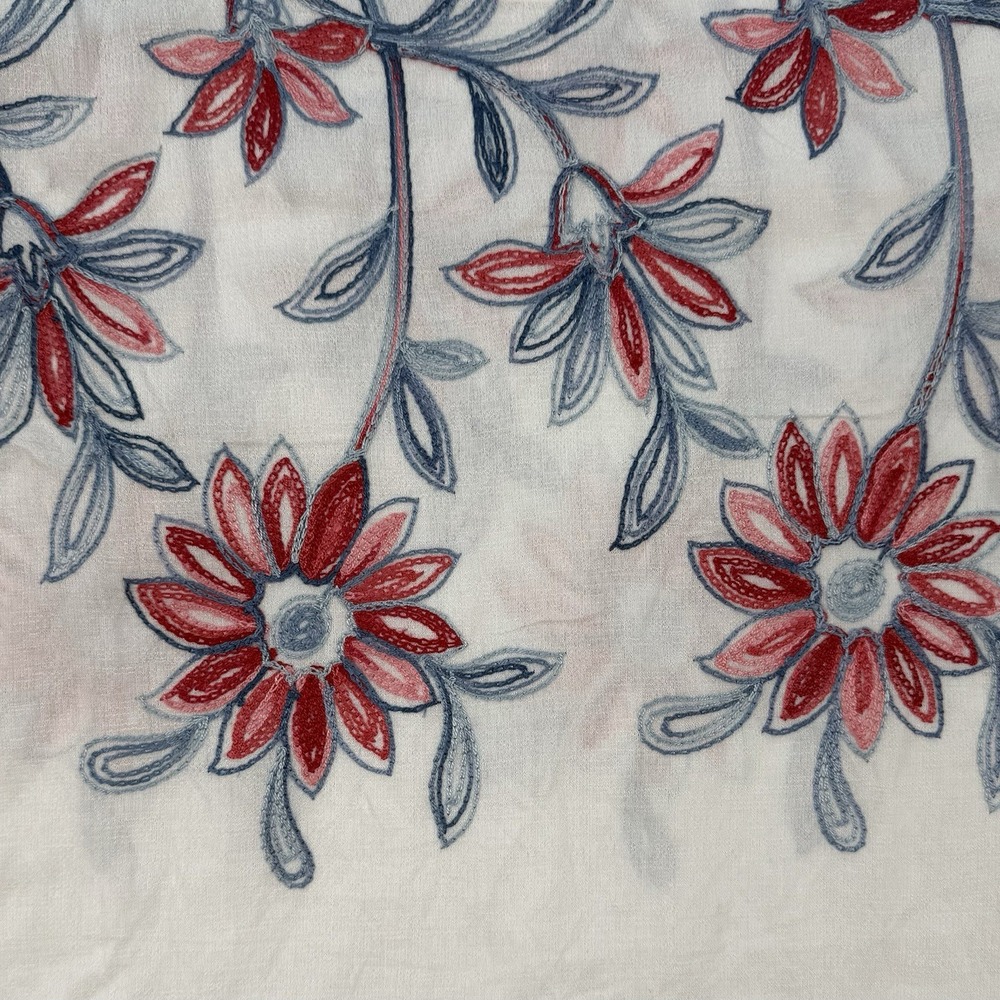 Anthropologie Kindred‎ S White Peasant Blouse Boho Top Embroidered Floral NEW